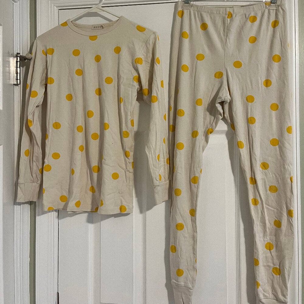 100% Organic Cotton Mabo Clothier Yellow Polka Dot Pajamas